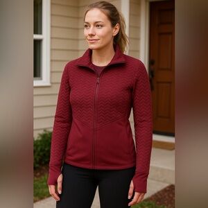 Avia Women’s Full Zip Quilted Active Jacket Thumbholes Burgundy Size XS